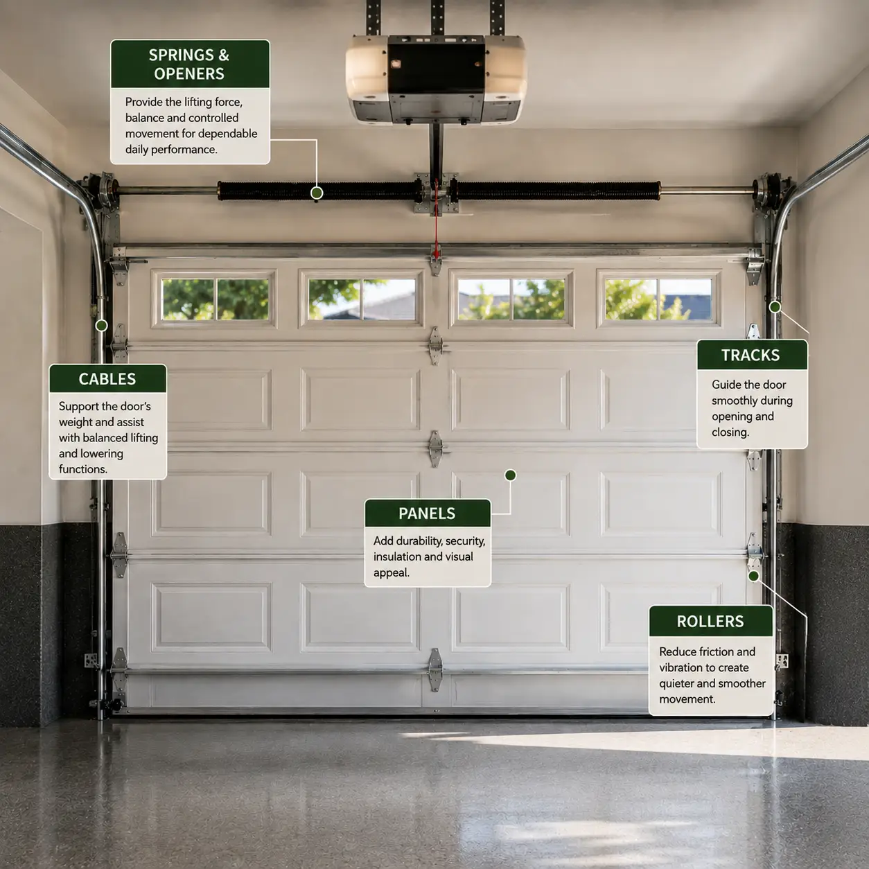 Garage door components for smooth operation